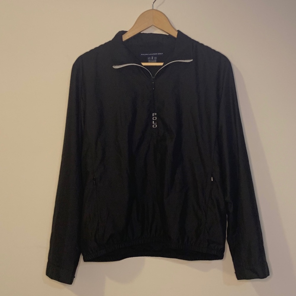 Ralph Lauren Golf Black Half Zip Windbreaker Jacket Women Medium Sports Outdoors